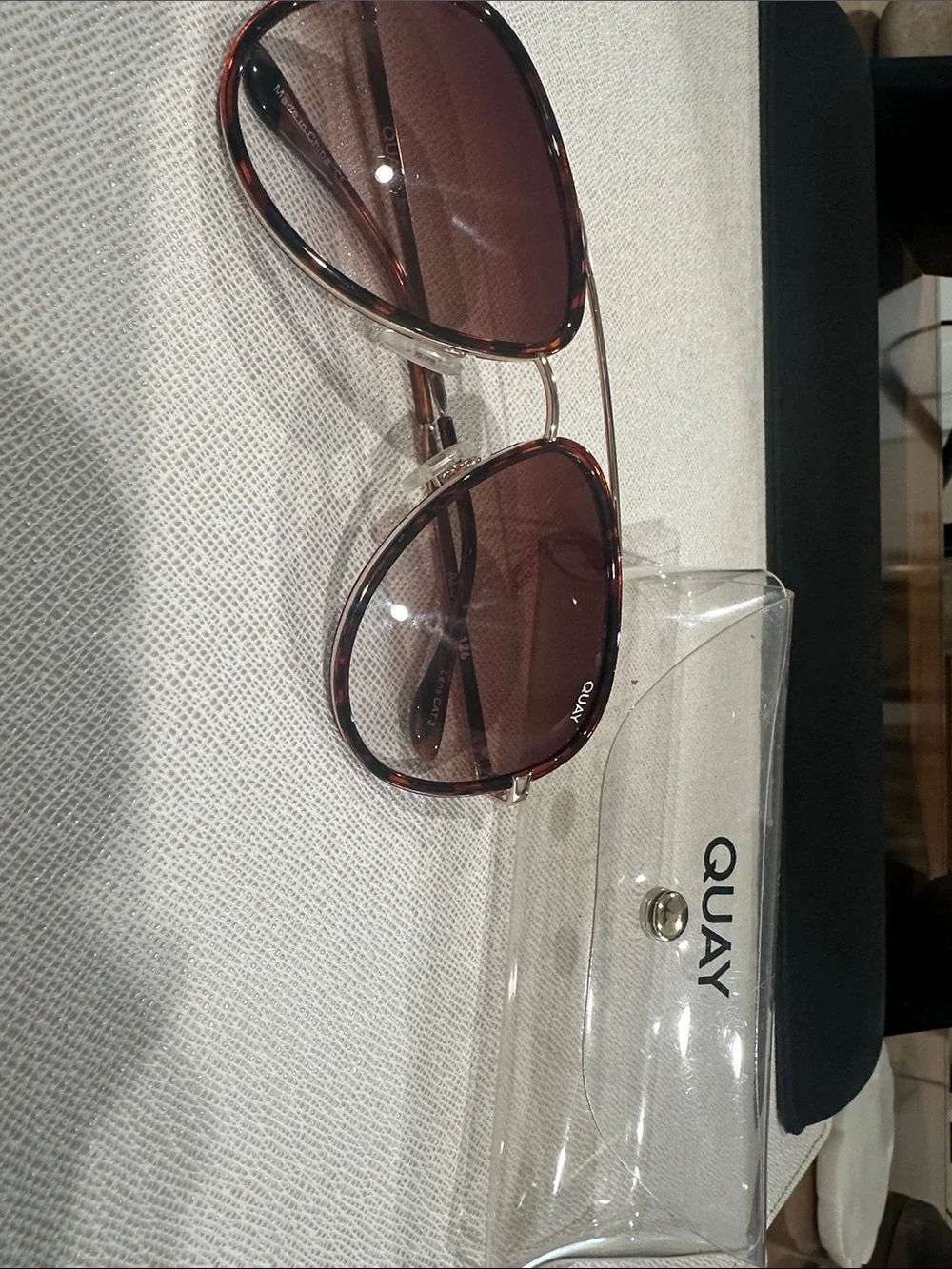 Quay Australia Brown Tortoise Aviator Sunglasses with Brown Lenses